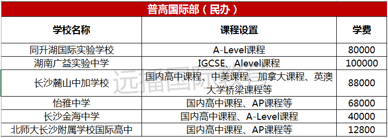 長沙民辦學校國際部