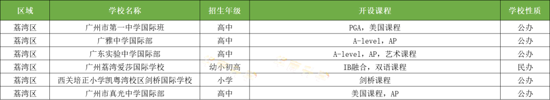 廣州荔灣區國際化學校一覽