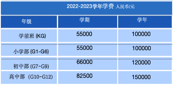 天津海嘉國際學校2023年費用信息參考